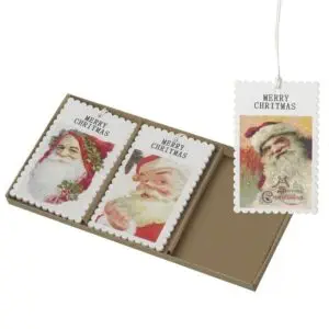 Til/fra kort med vintage julemænd, træ (uden stavefejl i Christmas ;o)